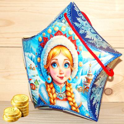 Сладкий новогодний подарок весом 300 грамм в картонной упаковке во Фряново